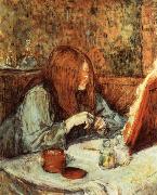 Henri  Toulouse-Lautrec At the Dressing Table Madame Poupoule oil on canvas